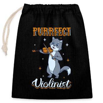 Purrfect Violoniste - Chat au violon - Sac cadeau en coton avec cordon (25 x 30 cm) - noir - Devant