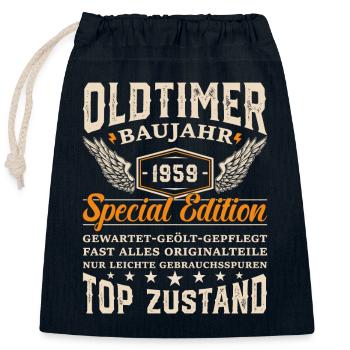Vintage Geburtstagsgeschenk '59 - Verschließbarer Geschenkbeutel aus Baumwolle (25x30cm) - Navy - Vorne