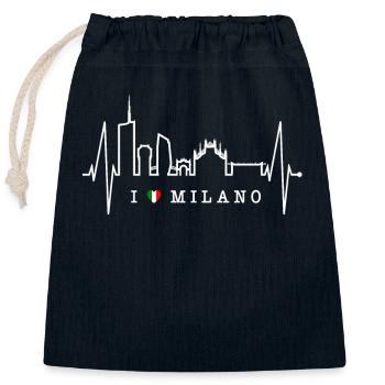 Milan Skyline Italy Heartbeat Fan Love Milano - Closable cotton gift bag (25x30cm) - navy - Front