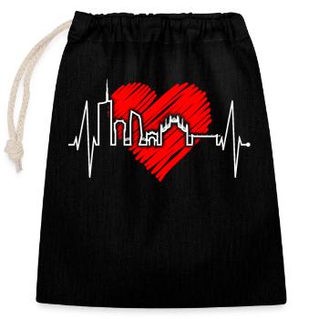 Milan Skyline Italy Heartbeat Fan Love Milano - Closable cotton gift bag (25x30cm) - black - Front