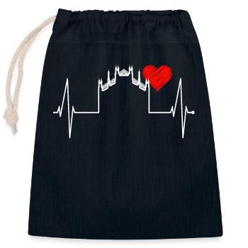 Milan Skyline Italy Heartbeat Fan Love Milano - Closable cotton gift bag (25x30cm) - navy - Front