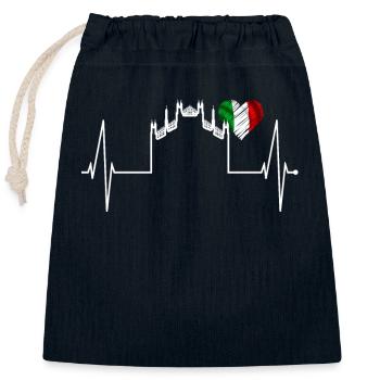 Milan Skyline Italy Heartbeat Fan Love Milano - Closable cotton gift bag (25x30cm) - navy - Front