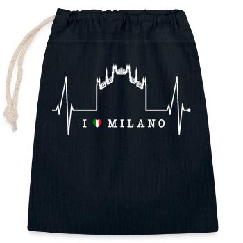 Milan Skyline Italy Heartbeat Fan Love Milano - Closable cotton gift bag (25x30cm) - navy - Front