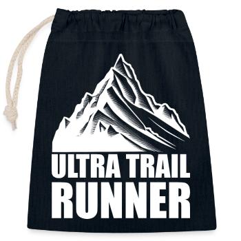 Trail Run Ultra Running Trekking en montagne Course à pied - Sac cadeau en coton avec cordon (25 x 30 cm) - bleu marine - Devant