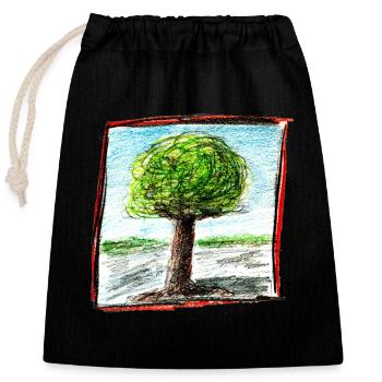 Tree 1 - Closable cotton gift bag (25x30cm) - black - Front