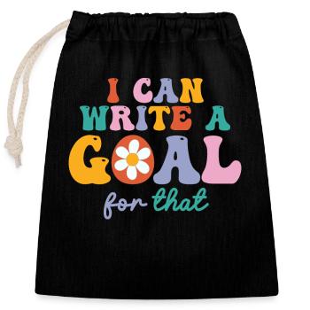 Je peux me fixer un objectif pour l’école amusante de 100 jours - Sac cadeau en coton avec cordon (25 x 30 cm) - noir - Devant