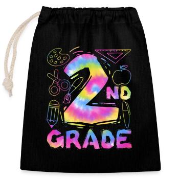 Tie Dye 2. Klasse Zweites Typografie-Team Schüler - Verschließbarer Geschenkbeutel aus Baumwolle (25x30cm) - Schwarz - Vorne