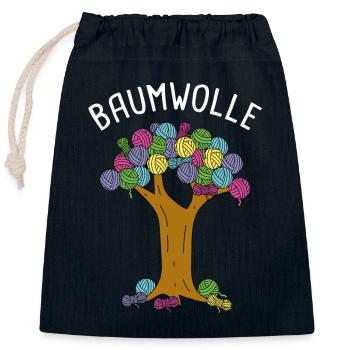 Wollknäuel Häkelarbeit Häkeln Stricken Baumwolle - Verschließbarer Geschenkbeutel aus Baumwolle (25x30cm) - Navy - Vorne