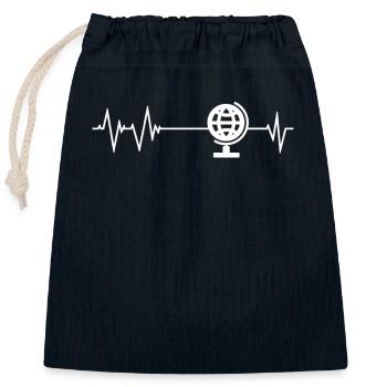 Globus Herzschlag - Verschließbarer Geschenkbeutel aus Baumwolle (25x30cm) - Navy - Vorne