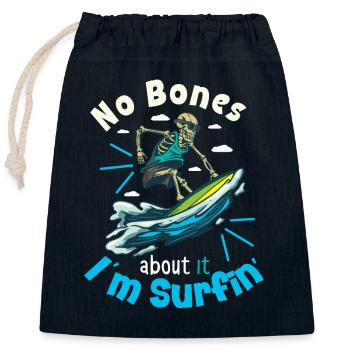 Drôle de surfeur, la plage de squelette Stoke Surf - Sac cadeau en coton avec cordon (25 x 30 cm) - bleu marine - Devant