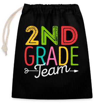 Team der 2. Klasse Zweiter Lehrer Schüler 100. - Verschließbarer Geschenkbeutel aus Baumwolle (25x30cm) - Schwarz - Vorne