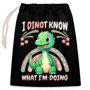 Drôle de dinosaure disant, bébé Dino, arc-en-ciel - Sac cadeau en coton avec cordon (25 x 30 cm) - noir - Devant
