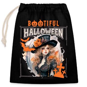 Gothic Halloween Hexe, Spruch Bootiful - Verschließbarer Geschenkbeutel aus Baumwolle (25x30cm) - Schwarz - Vorne