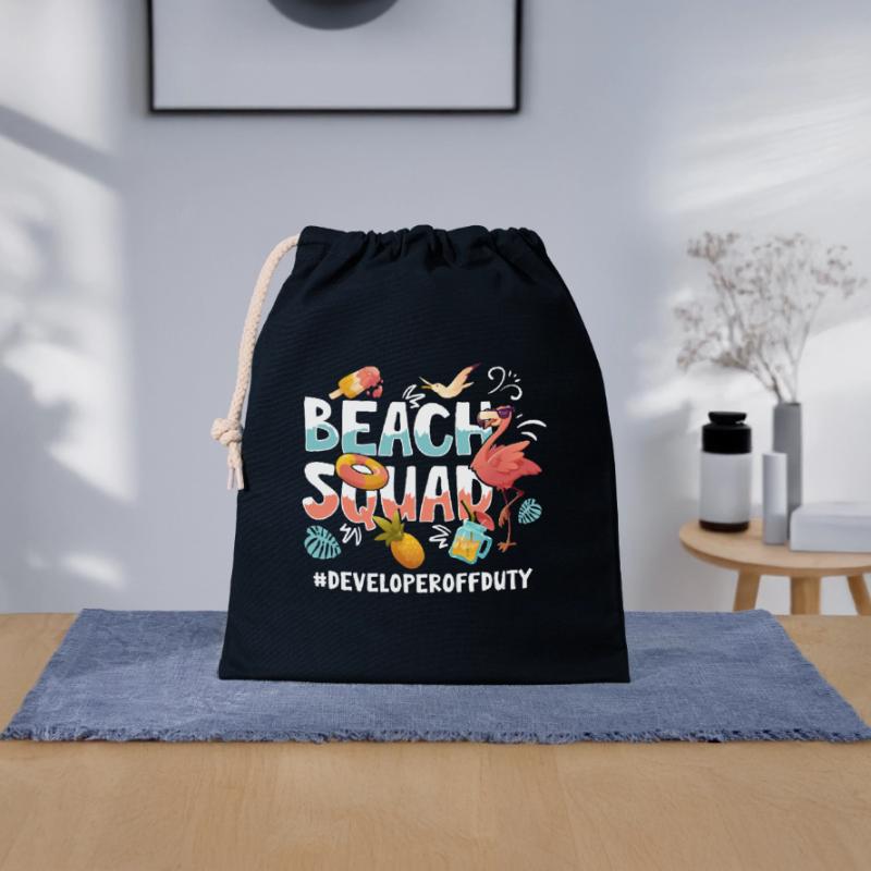 Developer Vacation Beach Group Closable cotton gift bag (25x30cm)