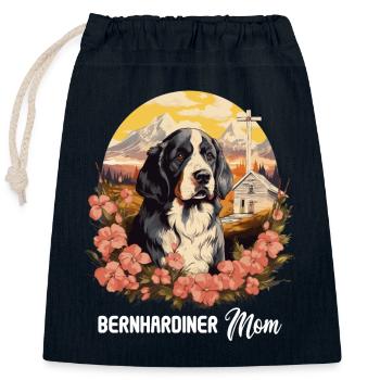Dog St. Bernard - Closable cotton gift bag (25x30cm) - navy - Front