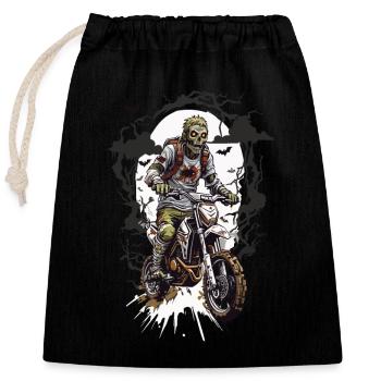 Zombie Motocross Spooky Night Biker Design - Closable cotton gift bag (25x30cm) - black - Front