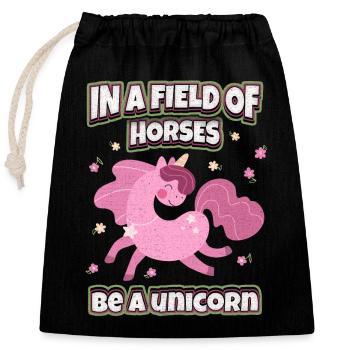 Licorne drôle dictant, Licorne rose Licorne - Sac cadeau en coton avec cordon (25 x 30 cm) - noir - Devant