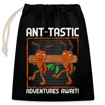 Ant-tastic adventures await - Verschließbarer Geschenkbeutel aus Baumwolle (25x30cm) - Schwarz - Vorne