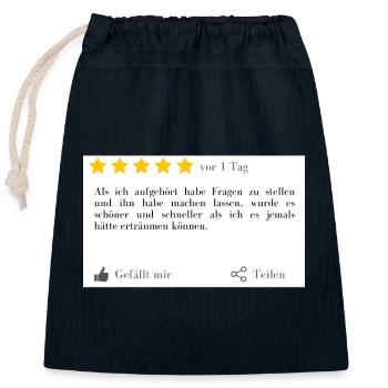 Keine Fragen stellen, Bier bringen! Kundenbewertun - Verschließbarer Geschenkbeutel aus Baumwolle (25x30cm) - Navy - Vorne