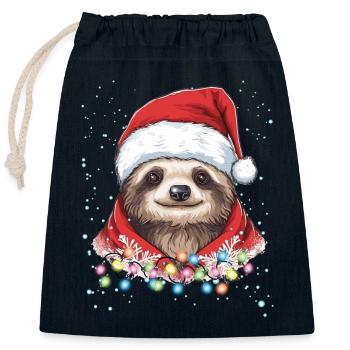 Niedliche Faultier Weihnachtsdekoration - Lazy Sloth Chri - Verschließbarer Geschenkbeutel aus Baumwolle (25x30cm) - Navy - Vorne