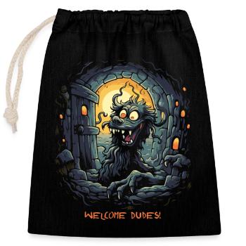 Welcome, Buddies, Dungeon Dog - Closable cotton gift bag (25x30cm) - black - Front
