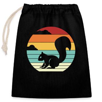 Écureuil gris rétro Fox Squirrel - Sac cadeau en coton avec cordon (25 x 30 cm) - noir - Devant
