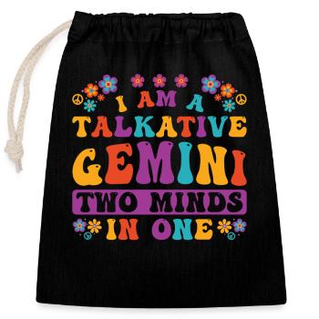 Gemini Zodiac Personality Groovy Cool Gemini Idea - Closable cotton gift bag (25x30cm) - black - Front