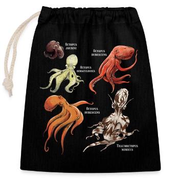 Exploring Fascinating Octopus Species - Closable cotton gift bag (25x30cm) - black - Front