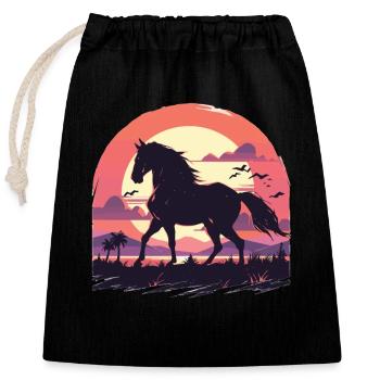 Black Horses, Black Horse, Riding, Rider - Closable cotton gift bag (25x30cm) - black - Front