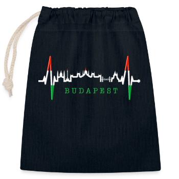 Budapest Skyline Herzschlag Ungarn Herz Budapester - Verschließbarer Geschenkbeutel aus Baumwolle (25x30cm) - Navy - Vorne