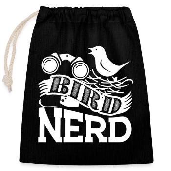 Birdwatching Birdwatching Bird Nerd - Closable cotton gift bag (25x30cm) - black - Front