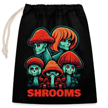 Mushroom Heads of Horror Mushrooms Forest - Closable cotton gift bag (25x30cm) - black - Front