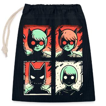 Cartoon Cat Superhero Squat - Closable cotton gift bag (25x30cm) - navy - Front