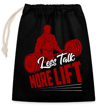 Moins de discussions Plus de soulèvement de poids Entraînement d’entraînement - Sac cadeau en coton avec cordon (25 x 30 cm) - noir - Devant