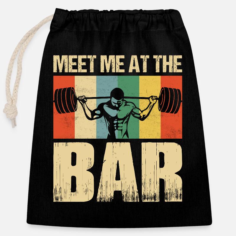Meet Me At The Bar Workout Training Weight Lifting - Verschließbarer Geschenkbeutel aus Baumwolle (25x30cm) - Schwarz