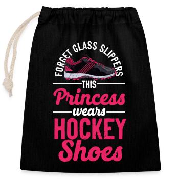 Field Hockey Forget Glass Slippers - Closable cotton gift bag (25x30cm) - black - Front