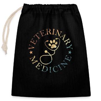 Veterinary Medicine Profession - Closable cotton gift bag (25x30cm) - black - Front