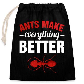 Ants make everything better - Verschließbarer Geschenkbeutel aus Baumwolle (25x30cm) - Schwarz - Vorne