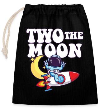 Two The Moon Astronaut Outer Space 2nd Birthday - Verschließbarer Geschenkbeutel aus Baumwolle (25x30cm) - Schwarz - Vorne