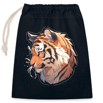 Tiger - Verschließbarer Geschenkbeutel aus Baumwolle (25x30cm) - Navy - Vorne