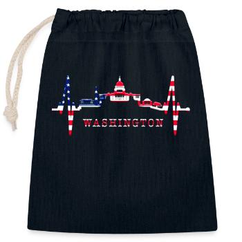 Washington D.C. Skyline Herzschlag USA Ostküste - Verschließbarer Geschenkbeutel aus Baumwolle (25x30cm) - Navy - Vorne