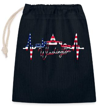 Washington D.C. Skyline Herzschlag USA Ostküste - Verschließbarer Geschenkbeutel aus Baumwolle (25x30cm) - Navy - Vorne