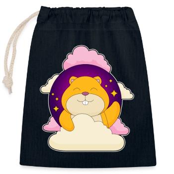 Hamster Clouds - Closable cotton gift bag (25x30cm) - navy - Front