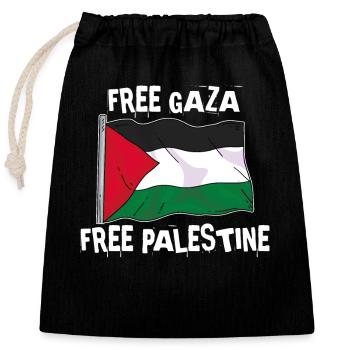 Liberté pour Gaza et la Palestine - Sac cadeau en coton avec cordon (25 x 30 cm) - noir - Devant