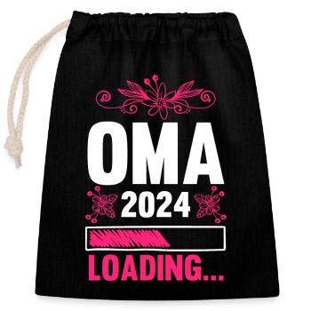 Werdende Oma 2024 - Verschließbarer Geschenkbeutel aus Baumwolle (25x30cm) - Schwarz - Vorne