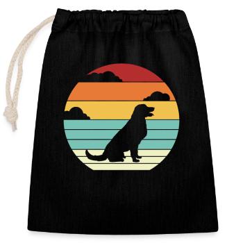 Retro Wauwau Male Four-legged Dog Owner Dog - Closable cotton gift bag (25x30cm) - black - Front