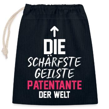 Taufe Patin Tante Patenkind Patentante - Verschließbarer Geschenkbeutel aus Baumwolle (25x30cm) - Navy - Vorne