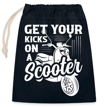 Obtenez vos coups de pied sur un scooter moto cyclomoteur - Sac cadeau en coton avec cordon (25 x 30 cm) - bleu marine - Devant