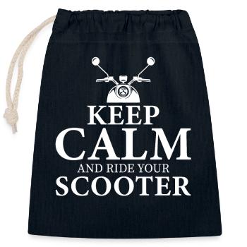 Gardez Calme Et Conduisez Votre Scooter Mobylette Moto - Sac cadeau en coton avec cordon (25 x 30 cm) - bleu marine - Devant