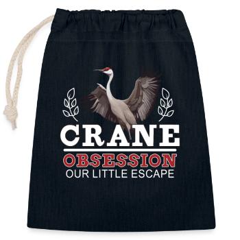 Sandhill Crane Lovers Bird Watching - Closable cotton gift bag (25x30cm) - navy - Front